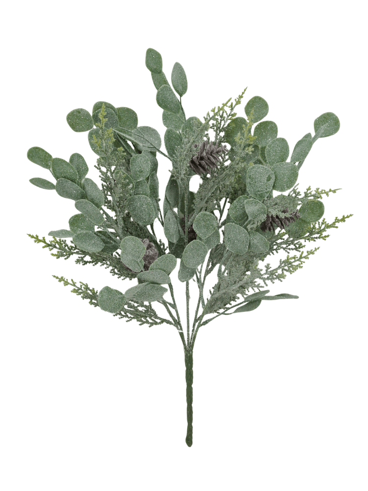 19" Frosted Eucalyptus/Cedar Spray - 83662 - The Wreath Shop