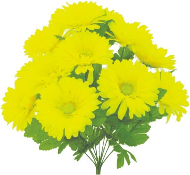 19" Gerber Daisy Bush: Yellow (12) - 30377YW - The Wreath Shop