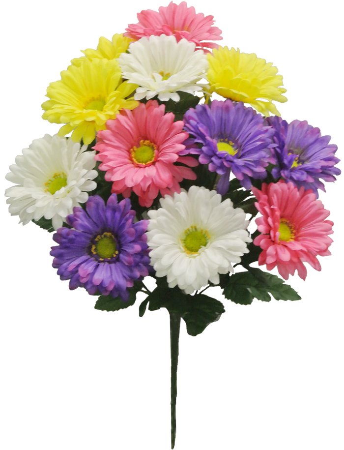 19" Gerbera Daisy Bush: Pink/Purple/Ylw/Wht (12) - 54834-pkpuyelwt - The Wreath Shop