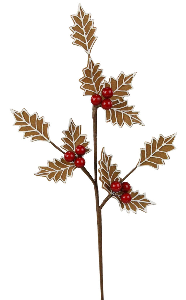 19" Gingerbread Holly Leaf Spray - XS0929 - The Wreath Shop