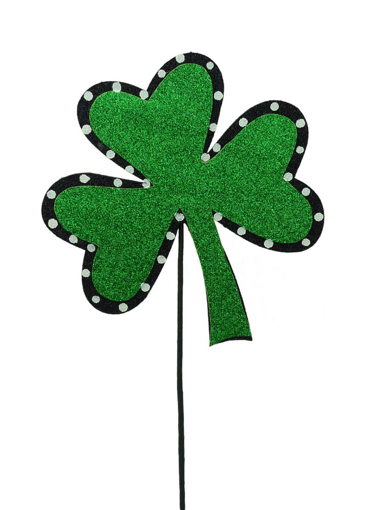 19" Glitter Shamrock Pick - 62592GNBK - The Wreath Shop