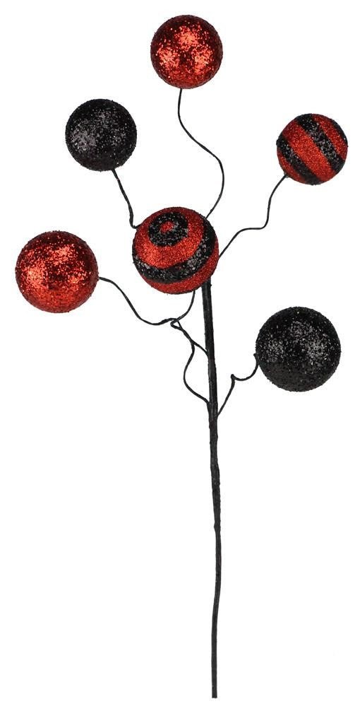 19" Stripe/Solid Ball Spray: Red/Black - XS1045M2 - The Wreath Shop