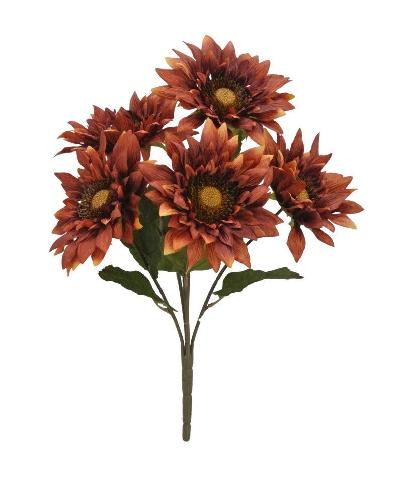 19" Sunflower Bush: Brown (5) - 82950 - The Wreath Shop