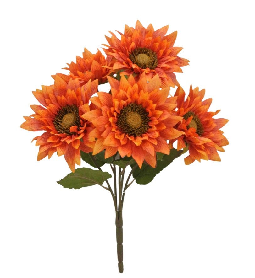 19" Sunflower Bush: Orange (5) - 82950-OR - The Wreath Shop