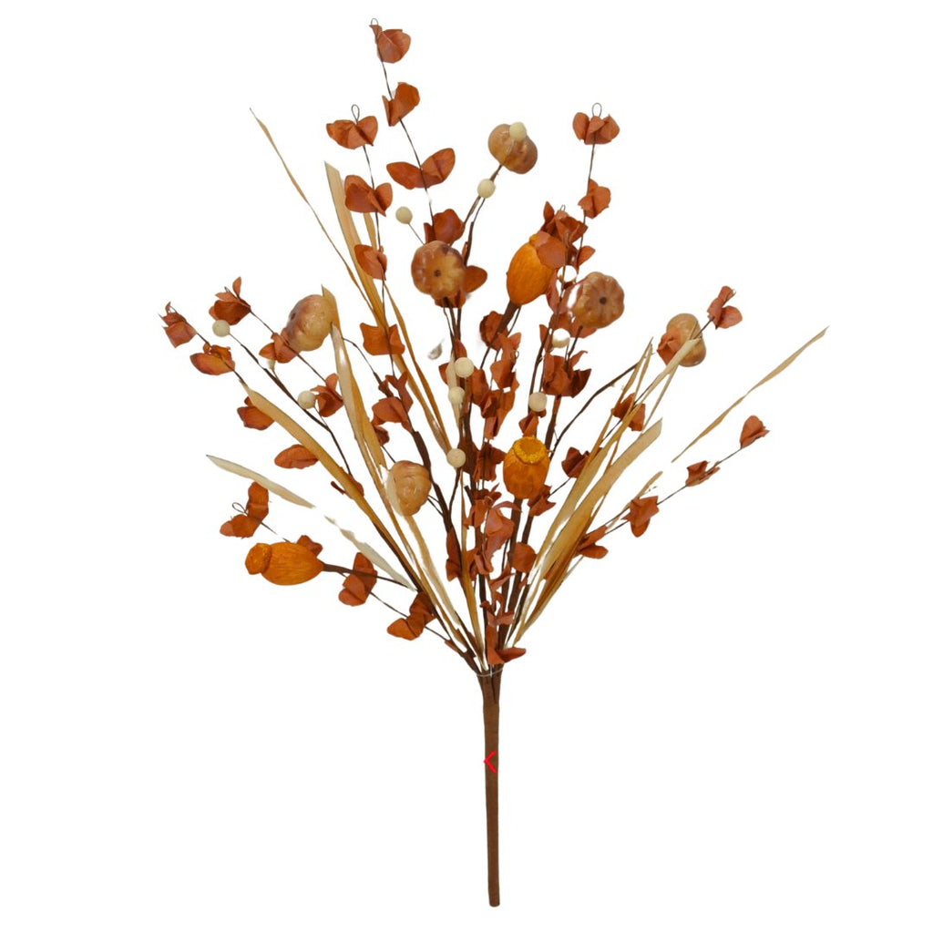 20" Mini Pumpkin Mixed Bush: Brown - 40167 - BEIGE - The Wreath Shop