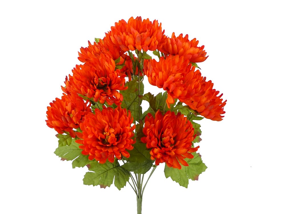 20" Orange Chrysanthemum Bush (11) - 52452OR - The Wreath Shop
