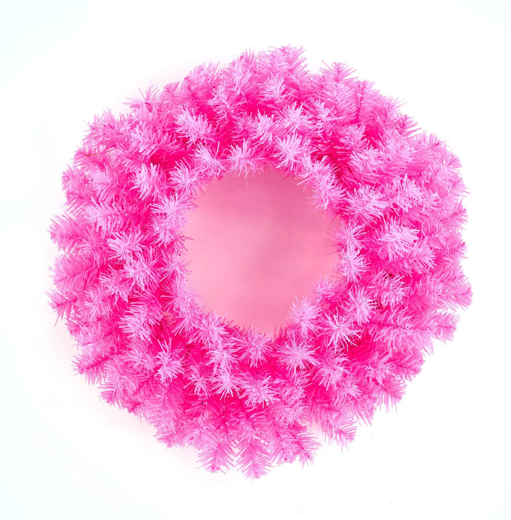 20" PVC Pine Wreath: Pink - XX962122 - The Wreath Shop