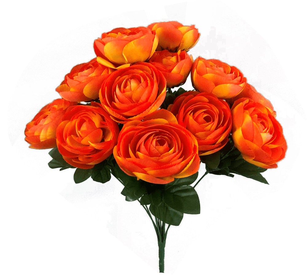 20" Ranunculus Bush: Orange - 63329OR - The Wreath Shop