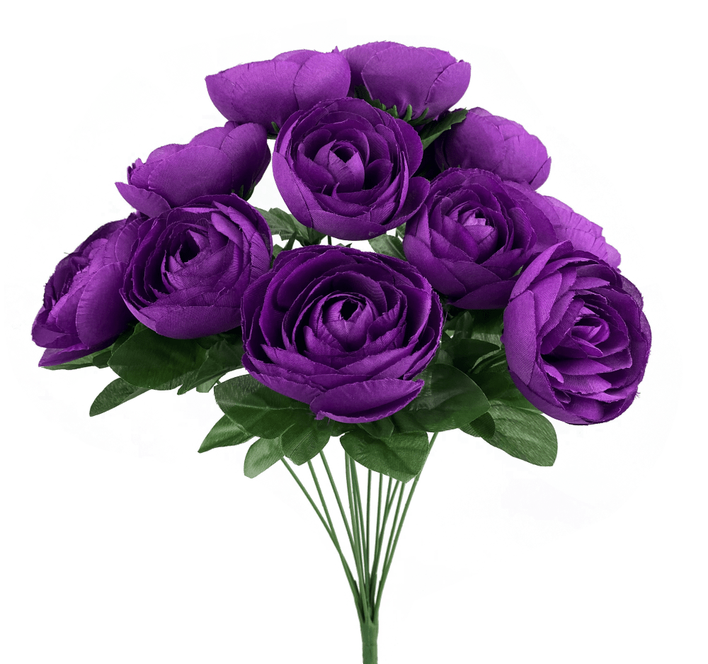 20" Ranunculus Bush: Purple - 63329PU - The Wreath Shop