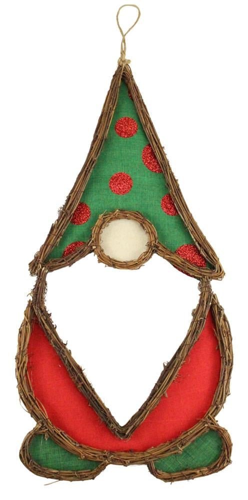 20" Vine/Fabric Christmas Gnome - KG3085 - The Wreath Shop
