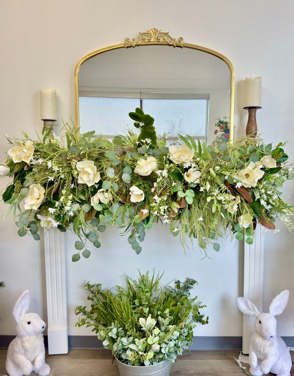 Spring Greenery and Magnolia Mantle - The Wreath Shop