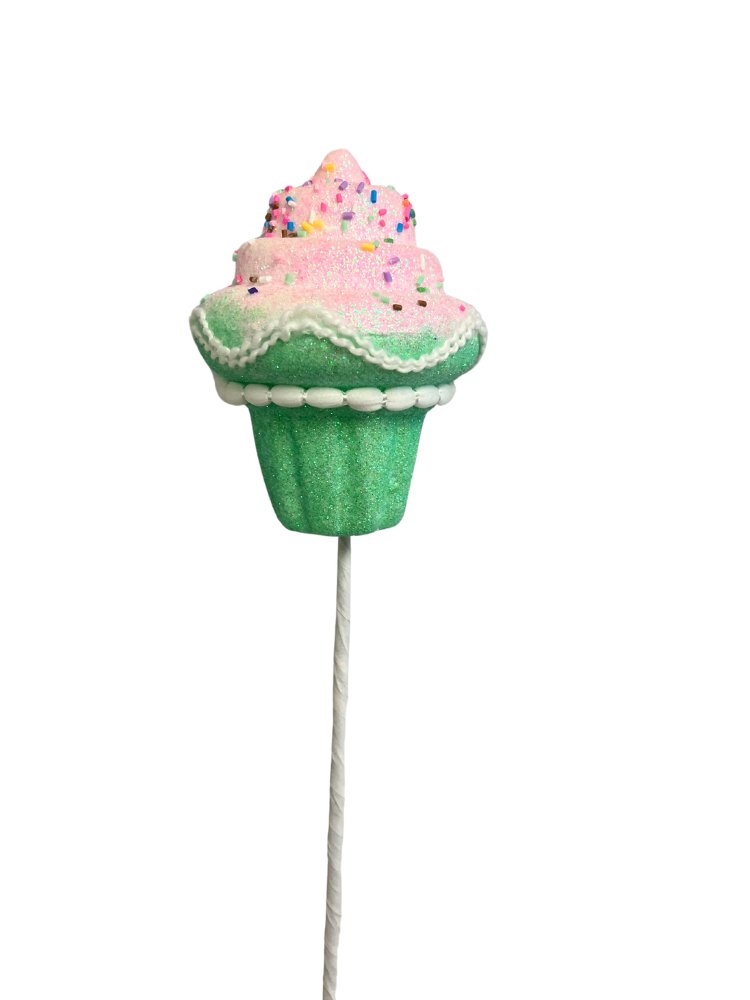 21" Large Cupcake Pick: Pink/Green - 64508 - PKGN - The Wreath Shop