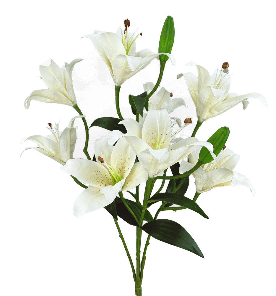 large artificial white lilies 21" Lily Bush: Cream - 35148CM