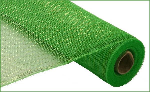 21" Lime Green with Lime Green Foil Deco Mesh - 21" X 10Yd - RE100150 - The Wreath Shop