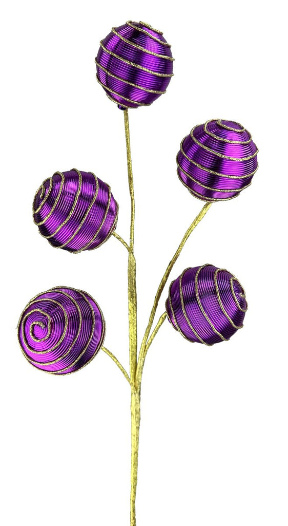 21" Metallic Stripe Ball Spray: Purple - 86002PU - The Wreath Shop