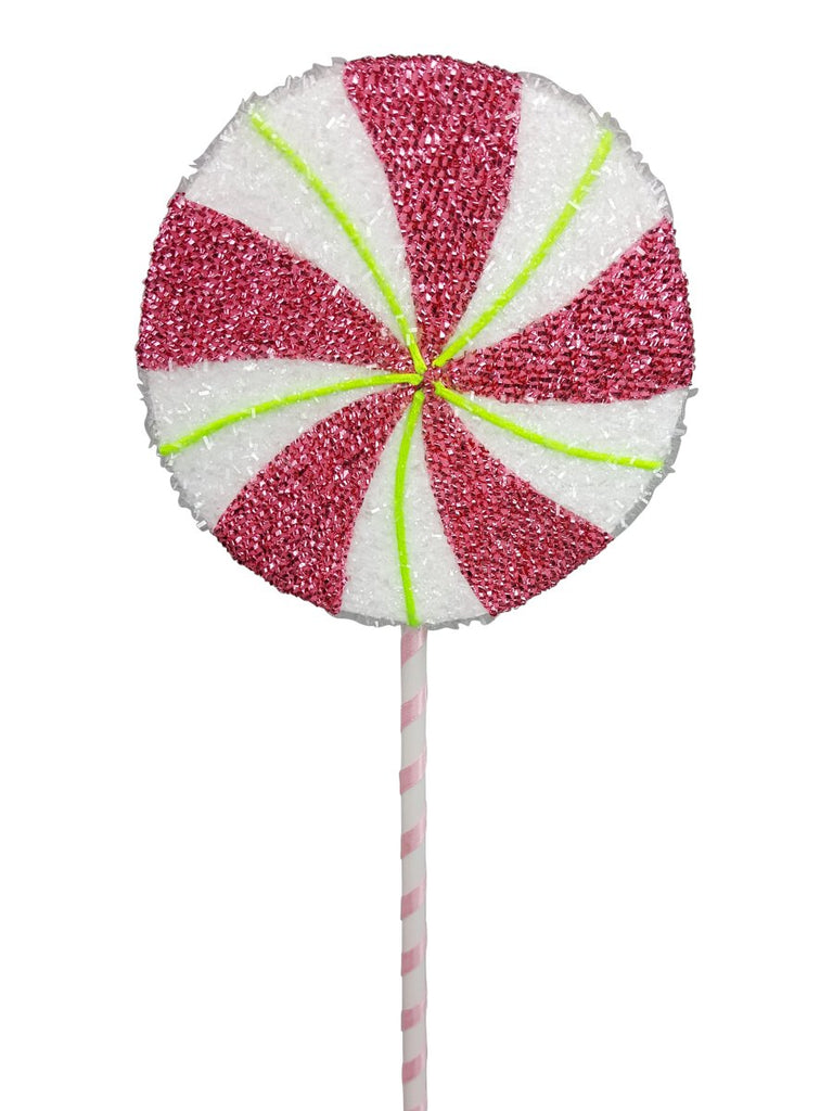 21" Peppermint Lollipop Pick: Pink/Wht/Grn - 85139SP21 - The Wreath Shop