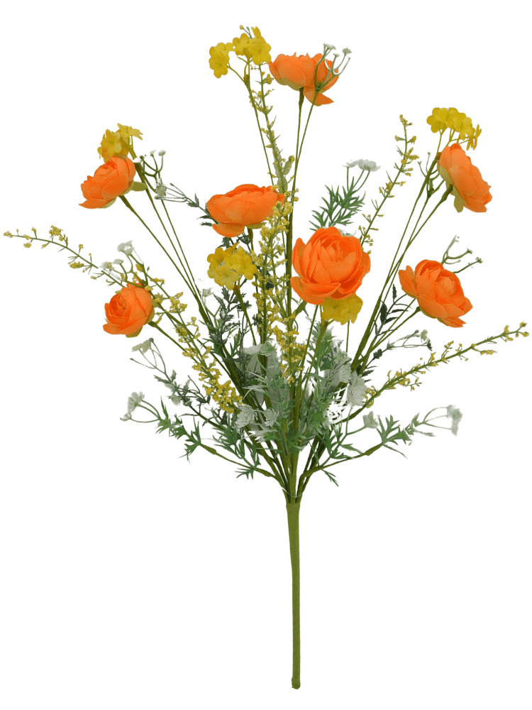 21" Ranunculus Mixed Bush: Orange - 40218 - OR - The Wreath Shop