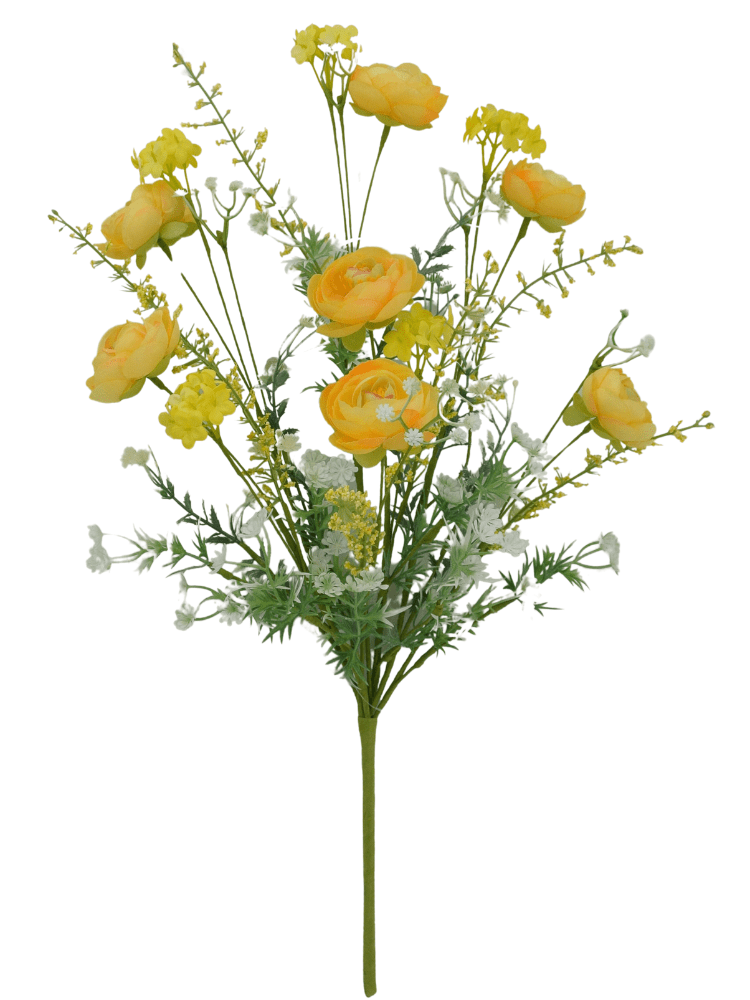 21" Ranunculus Mixed Bush: Yellow - 40218 - YEL - The Wreath Shop