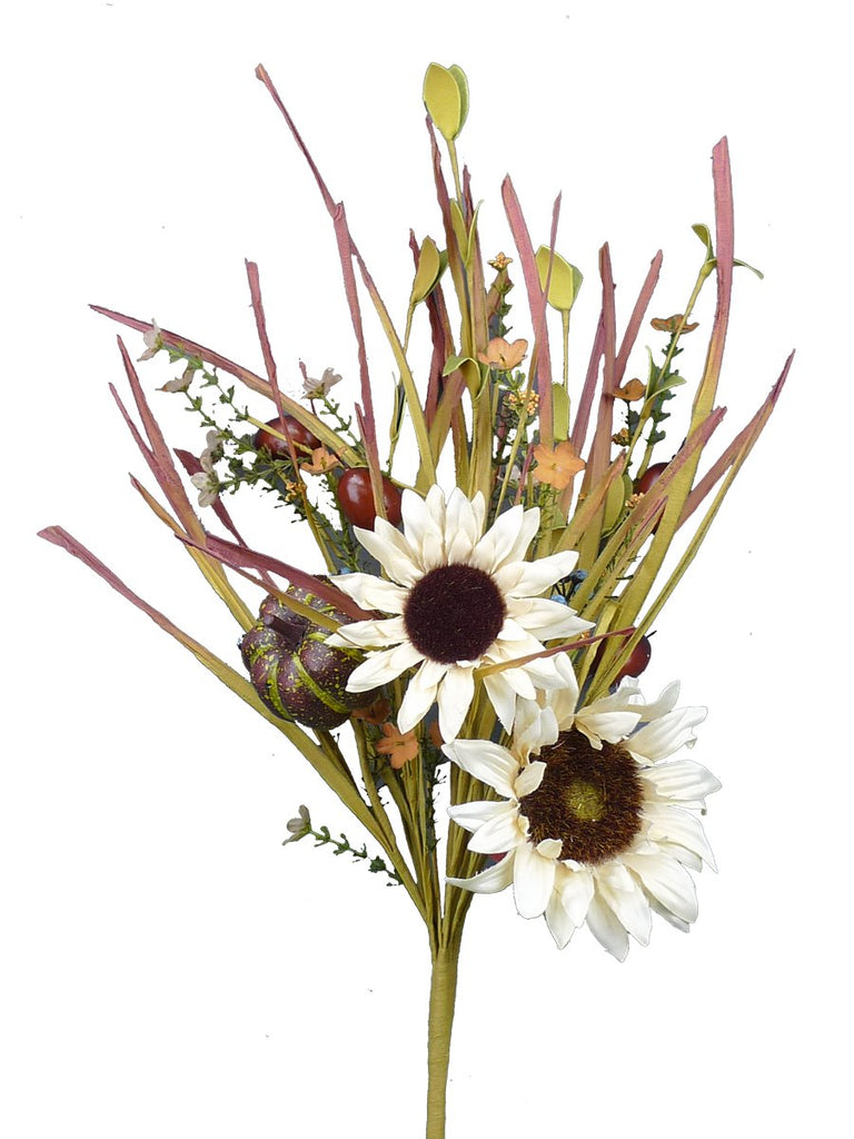 21" Sunflower Pumpkin Spray: Cream/Brown - 56436CM - The Wreath Shop