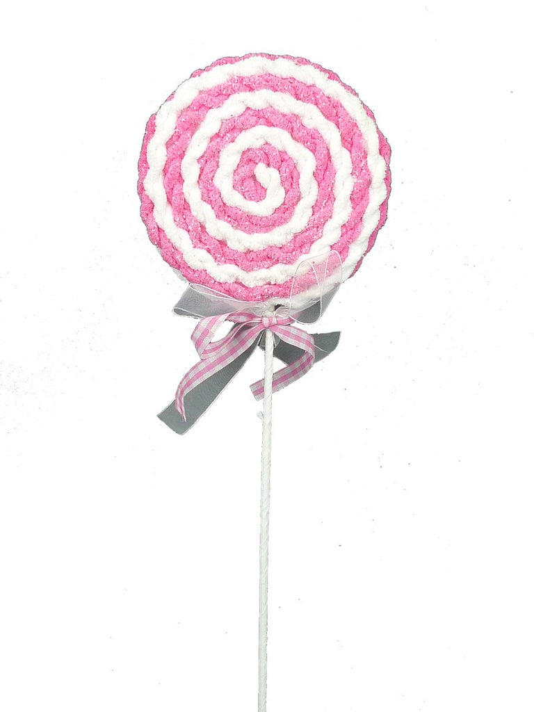 22" Chenille Lollipop Pick: Pink - 84085PKWT - The Wreath Shop