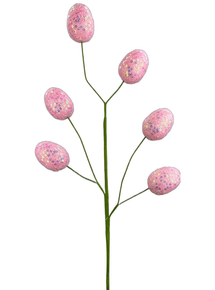 22" Glitter Easter Egg Spray: Pink - 63495PK - The Wreath Shop