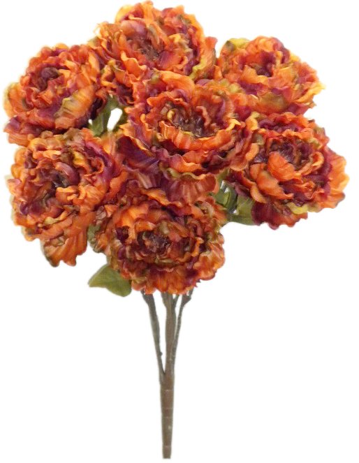 22" Peony Bush: Burnt Orange (7) - 53843-ORG - The Wreath Shop