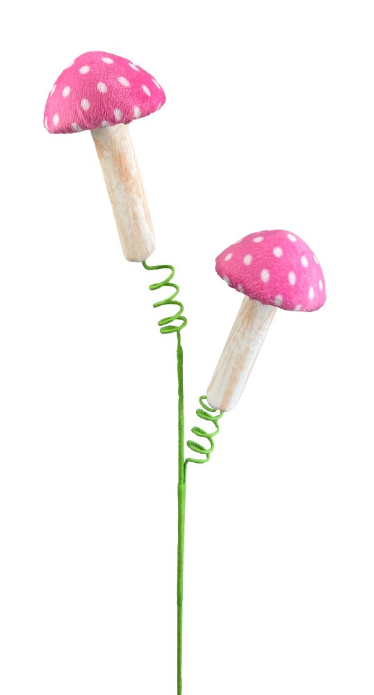 22" Pink Dot Mushroom Pick - 63249PK - The Wreath Shop