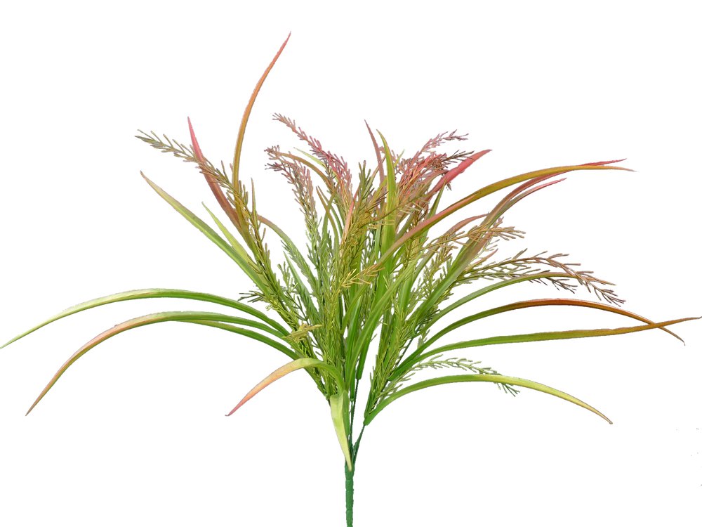 22" Plastic Grass Bush: Green/Brown - 56416BNGN - The Wreath Shop