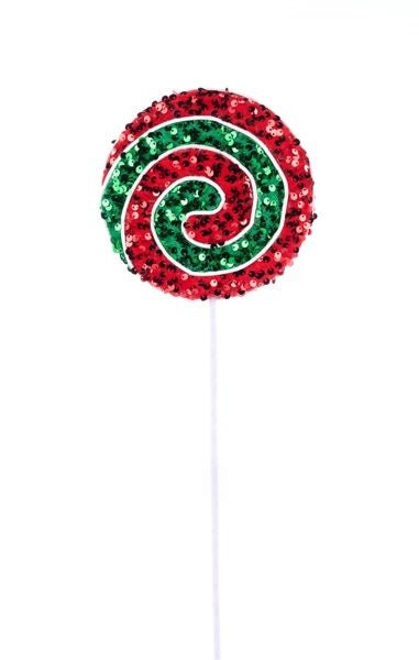 22" Red/Green Sequin Swirl Lollipop - XC1138AR - The Wreath Shop