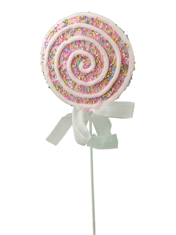 22" Sprinkle Swirl Lollipop Pick: Pink - 84665PK - The Wreath Shop