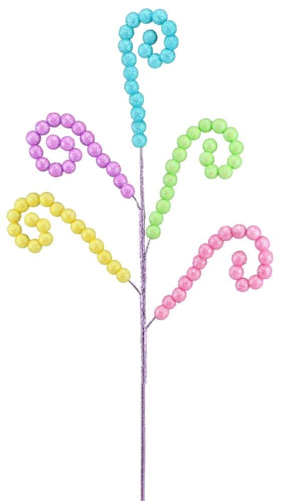 23" Glitter Curly Ball Spray: Multi Spring - HE4146 - The Wreath Shop