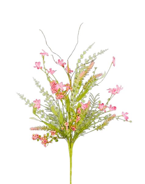 24" Fabric Flower/Eva Leaf Spray: Pink - FH807122 - The Wreath Shop