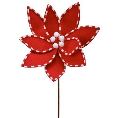 24" Felt Peppermint Poinsettia Stem: Red/Wht - MTX70439 - The Wreath Shop