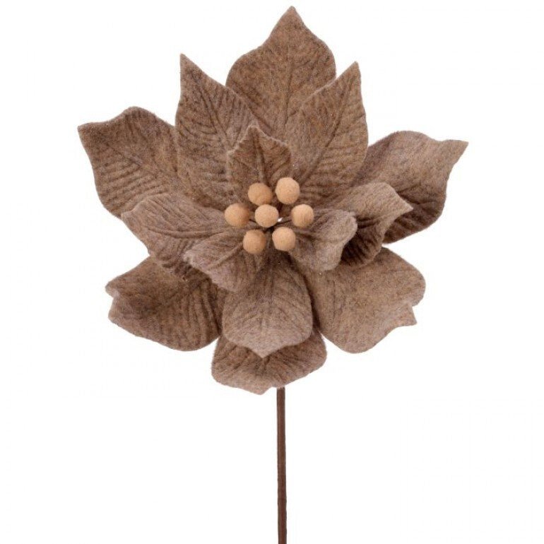 24" Felt Taupe Poinsettia Stem - MTX70401 - The Wreath Shop