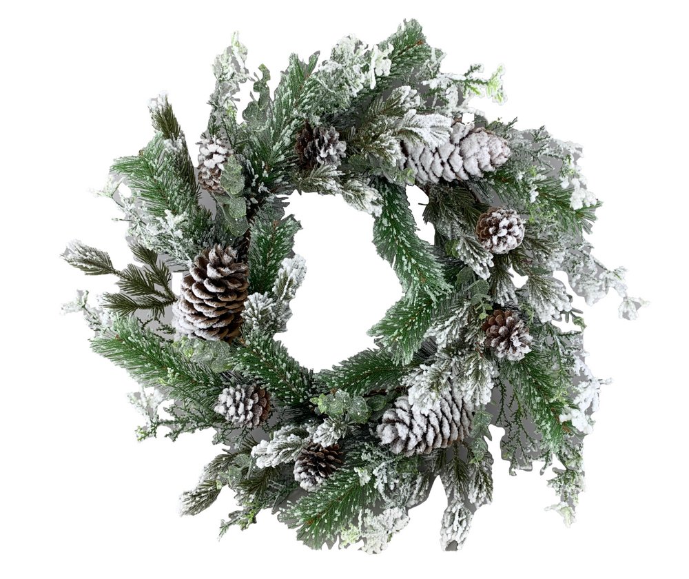 24" Frosted Pine Pinecone Wreath - 85333WR24 - The Wreath Shop