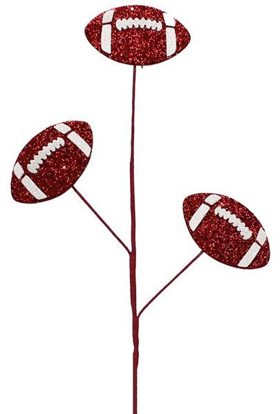 24" Glitter Triple Football Pick: Crimson/White - MZ185245 - The Wreath Shop