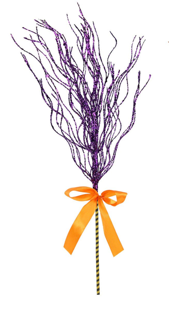 24" Glitter Twig Broom: Purple - HH752099 Purple - The Wreath Shop