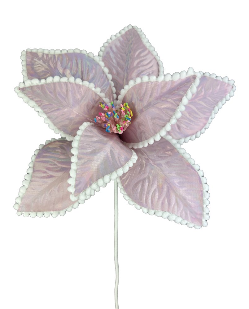 24" Iridescent Poinsettia Stem: Pink - 86057PK - The Wreath Shop