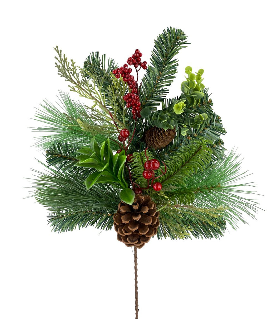 24" Mixed Pine Berry/Pinecone Spray - 85631SP24 - The Wreath Shop