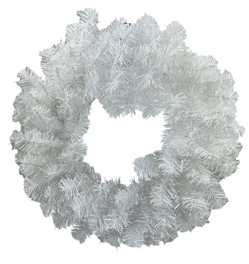 24" Pine PVC Wreath: White - 63673WR24 - The Wreath Shop