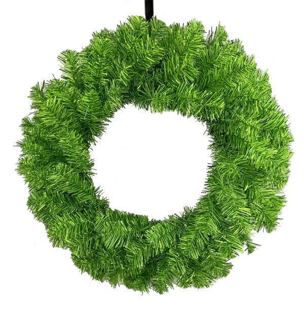 24" PVC/Tinsel Wreath: Green - 57197WR24 - The Wreath Shop