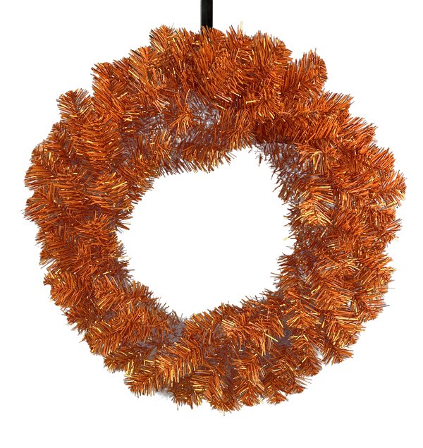 24" PVC/Tinsel Wreath: Orange - 57196WR24 - The Wreath Shop