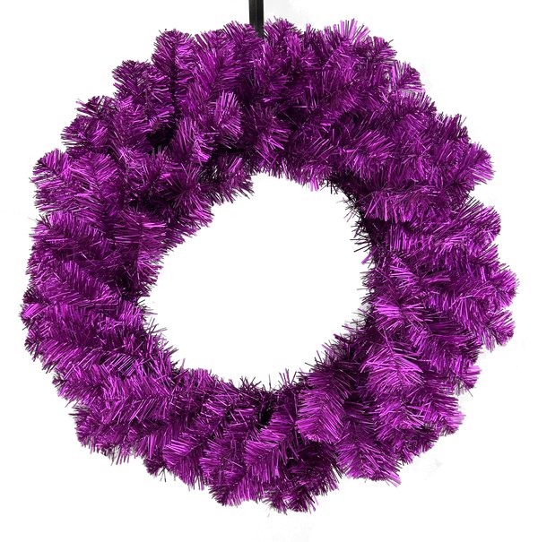 24" PVC/Tinsel Wreath: Purple - 57195WR24 - The Wreath Shop