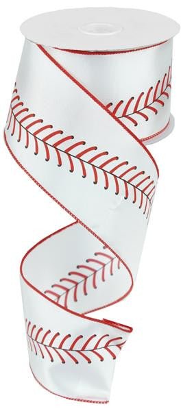 2.5" Baseball Stitching Ribbon - 100ft - RG3799 - The Wreath Shop