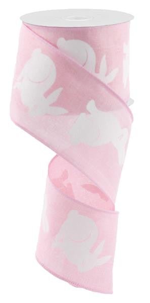 2.5" Bold Bunny Print Ribbon: Lt Pink - 10yds - RG0164615 - The Wreath Shop