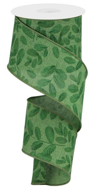 2.5" Bold Leaves on Royal Faux Burlap Ribbon - 10Yds - RGC1198AM - The Wreath Shop