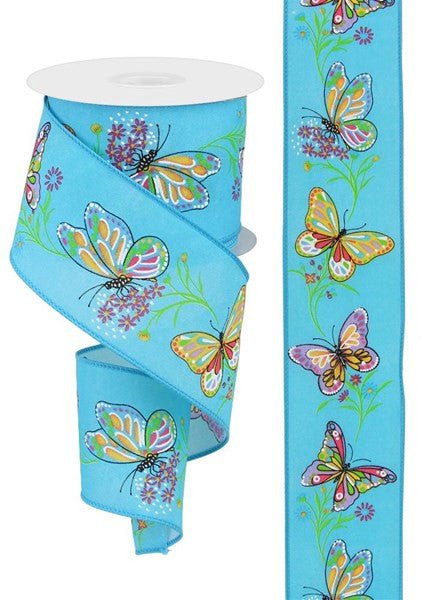 2.5" Butterfly Ribbon: Turquoise - RGE111003 - The Wreath Shop