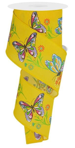 2.5" Butterfly Ribbon: Yellow - RGE111029 - The Wreath Shop
