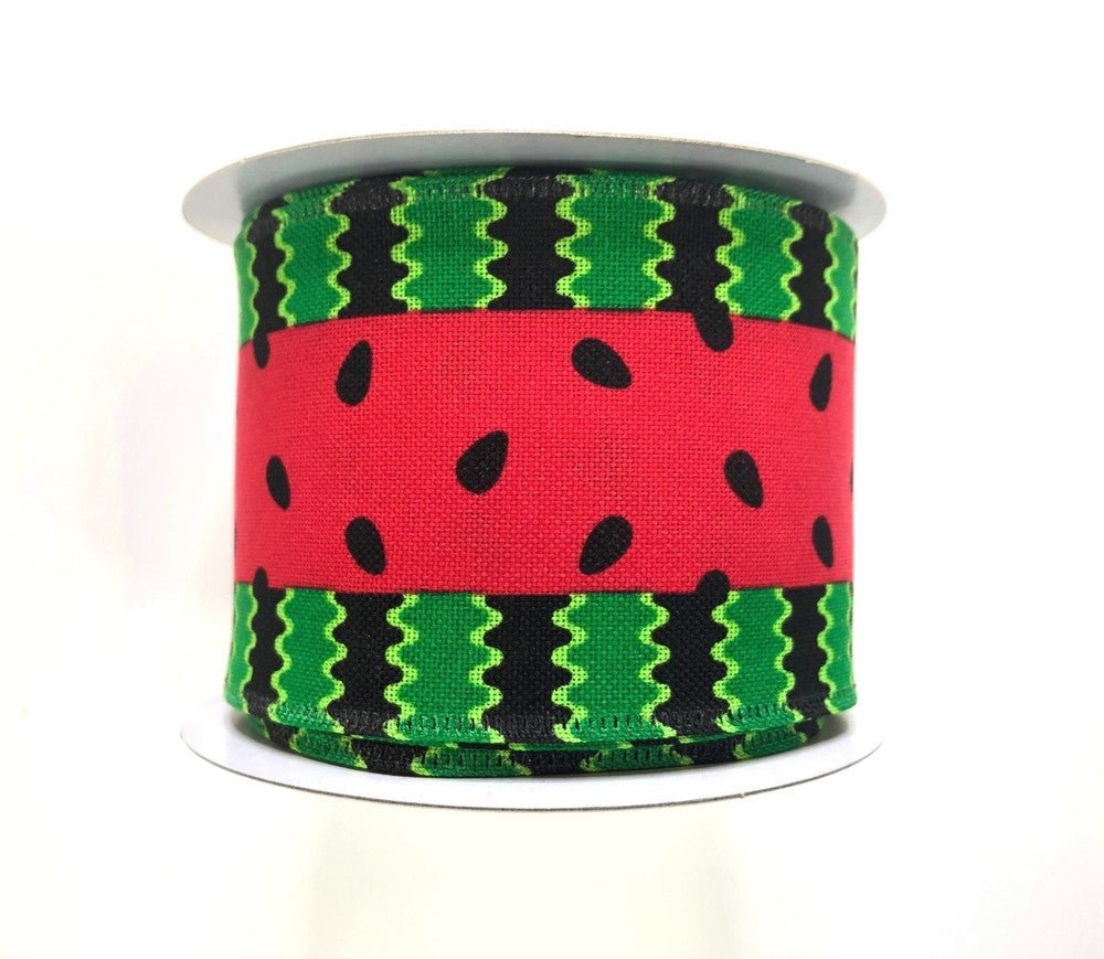 2.5" Canvas Watermelon Stripe Ribbon - 10yds - Q921940-12 - The Wreath Shop