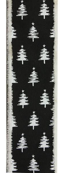 2.5" Christmas Tree Ribbon: Black/Snowdrift - 10yds - RG896102 - The Wreath Shop